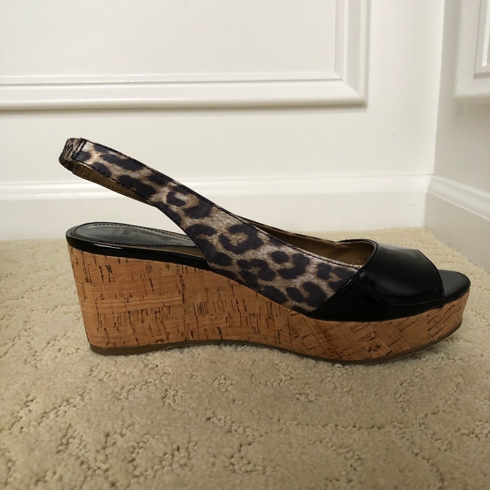 Circa Joan&David Black and Cheetah Wedge